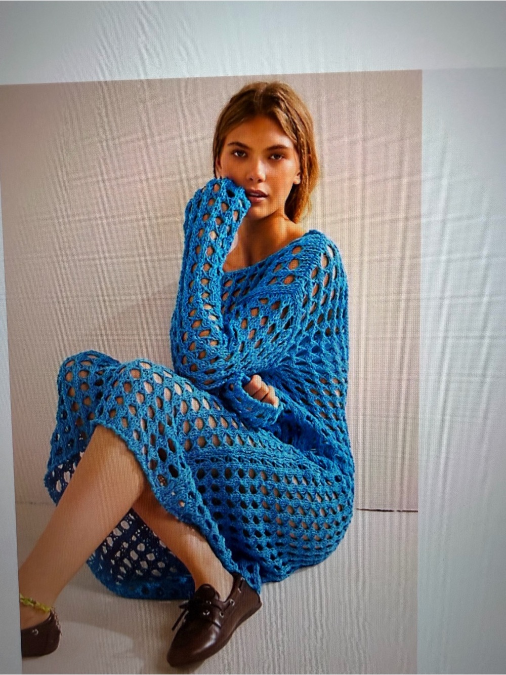 Free People Sahara midi Open-Knit Crochet Cover-Up beach Dress NWT